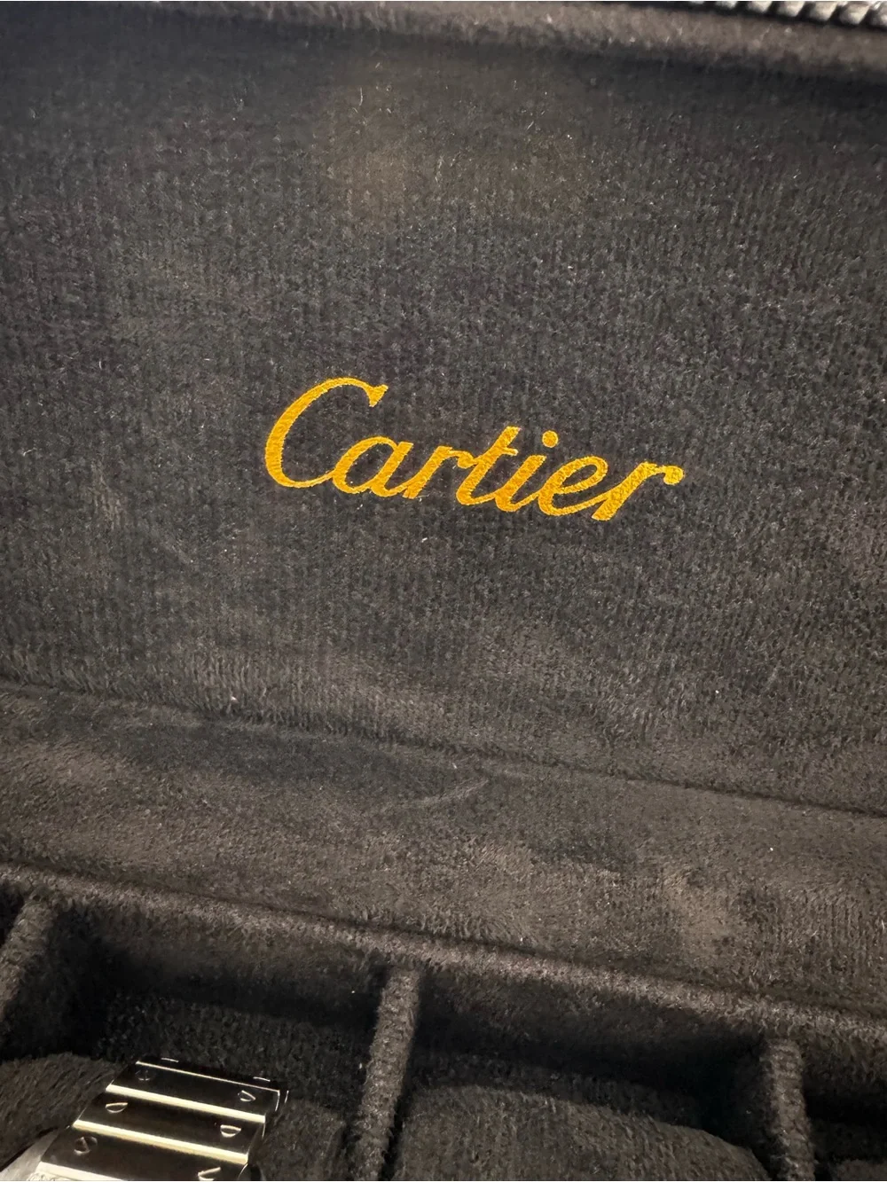 Cartier Red Leather Watch Case with Gold Logo